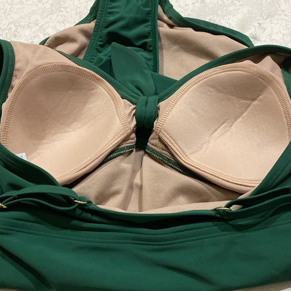 KONA SOL Green Women's Tie-Front Ruched Full Coverage One Piece Swimsuit… - Picture 7 of 11